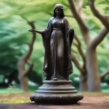 The fantasy novel described a magical statue that granted wishes to those who touched it.