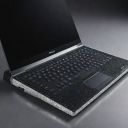 Modify the previous laptop to embody opulence. It features diamond encrusted edges, a platinum body, and a high-resolution touchscreen display. The keyboard keys are made from pure obsidian, elevating its luxurious appeal.