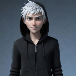 Jack Frost from the 2012 Rise of the Guardians movie, clad in a black hoodie and black sweatpants