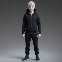 Jack Frost from the 2012 Rise of the Guardians movie, clad in a black hoodie and black sweatpants