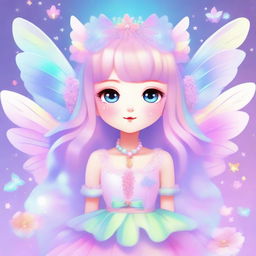 A high-quality digital art piece featuring a beautiful fairy queen in the style of Fairy Kei