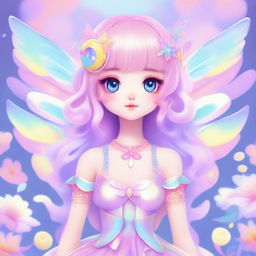 A high-quality digital art piece featuring a beautiful fairy queen in the style of Fairy Kei