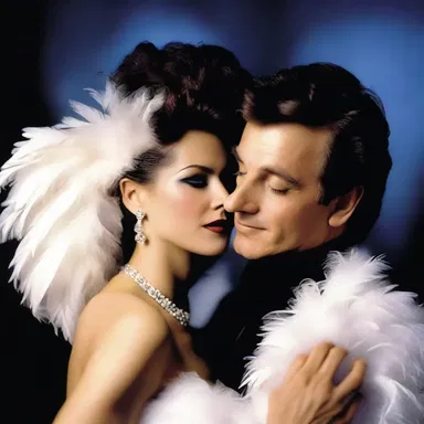 As the couple danced under the moonlight, the soft touch of the feathered boa against her skin felt dreamy and feathery.