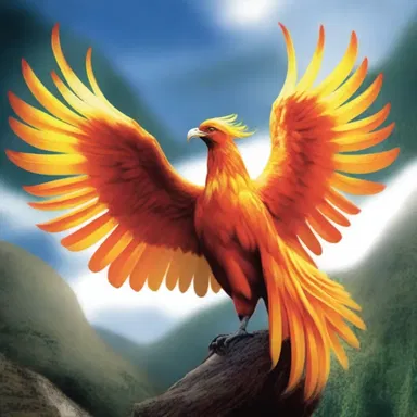 The author vividly described the majestic phoenix with its brilliant plumage and feathery tail in his fantasy novel.
