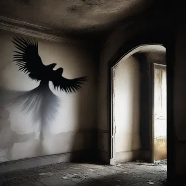 The old haunted house had feathery shadows that danced eerily on the walls.