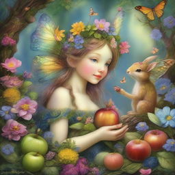 A whimsical, dreamlike visual in high dynamic range, inspired by the artistic styles of Josephine Wall, James C Christensen, and Brian Froud