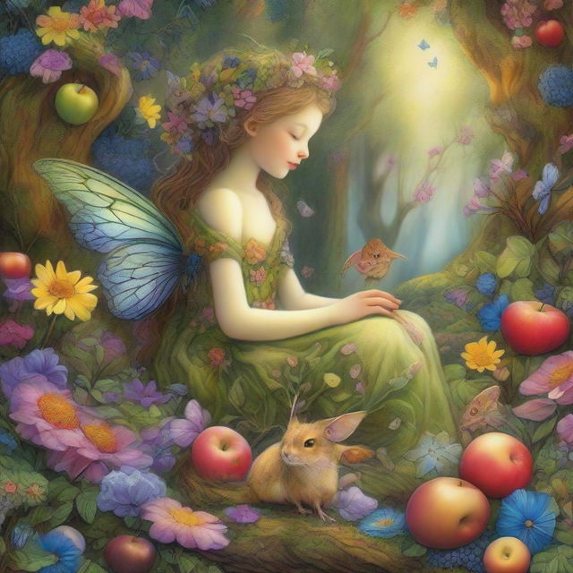 A whimsical, dreamlike visual in high dynamic range, inspired by the artistic styles of Josephine Wall, James C Christensen, and Brian Froud