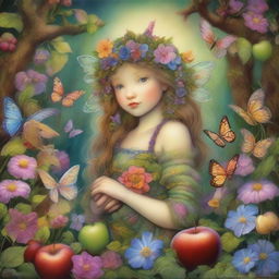 A whimsical, dreamlike visual in high dynamic range, inspired by the artistic styles of Josephine Wall, James C Christensen, and Brian Froud