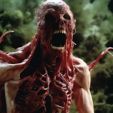 The horror movie featured a terrifying scene where a creature burst out from a character's thoracic cavity.