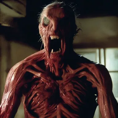 The horror movie featured a terrifying scene where a creature burst out from a character's thoracic cavity.