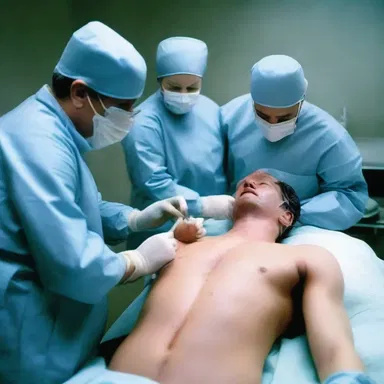 The film showcased a dramatic surgery scene, where the surgeon skillfully operated on the patient's thoracic cavity.