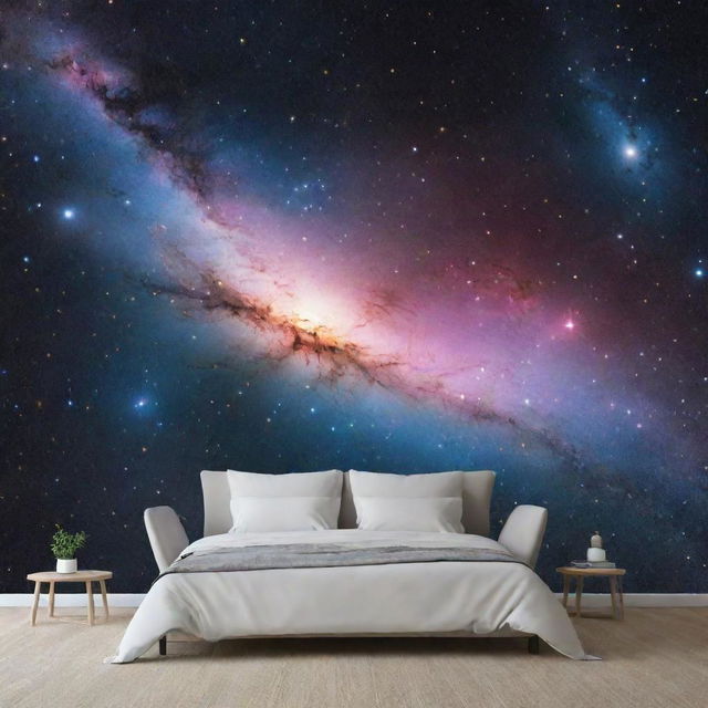 A vast cosmos sprawling with galaxies and shining stars, perfect for a mesmerizing wallpaper.