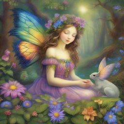 A high dynamic range image portraying a whimsical, dreamlike visual, inspired by the artistic styles of Josephine Wall, James C Christensen, and Brian Froud