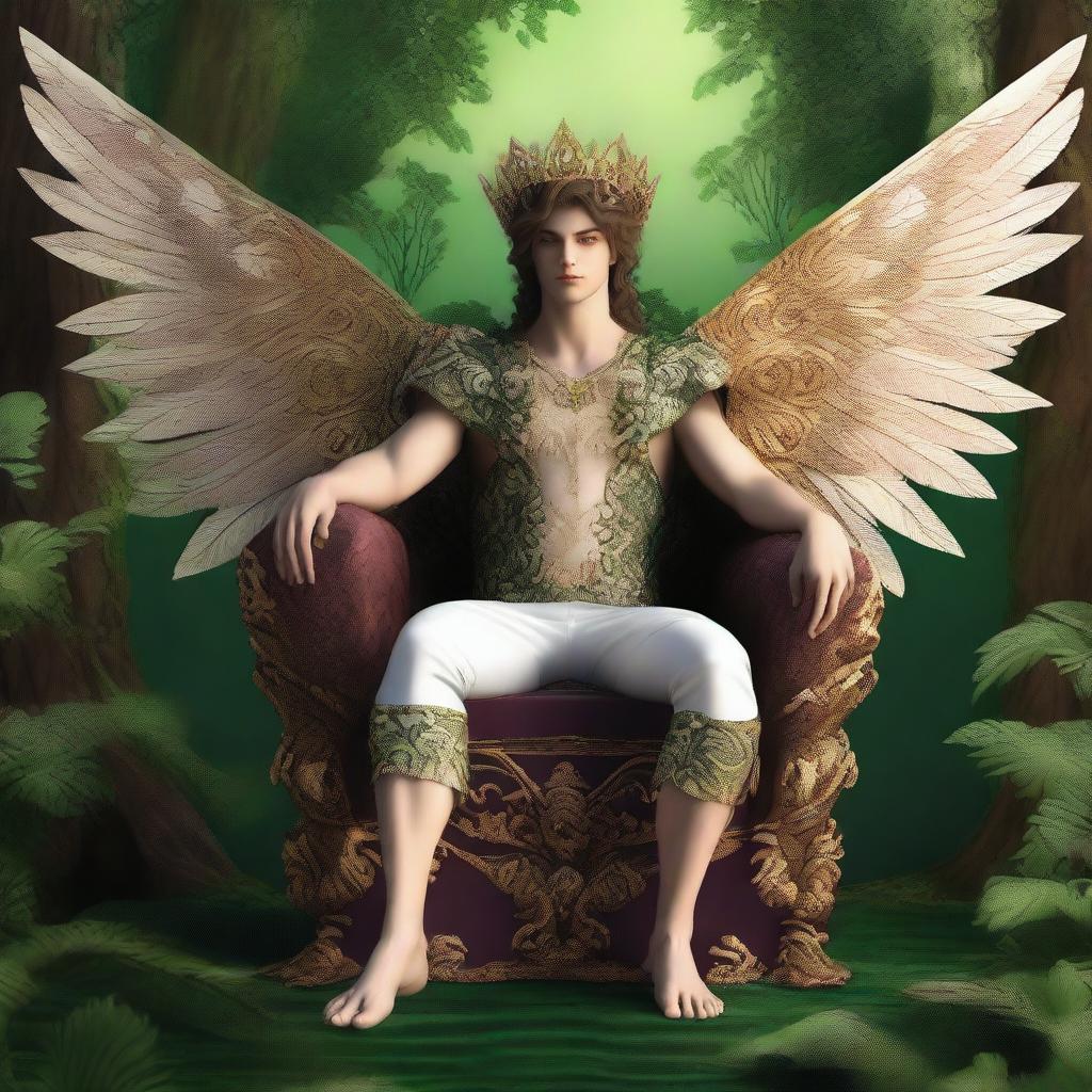 A high-quality digital art piece depicting a handsome, manly Fairy King