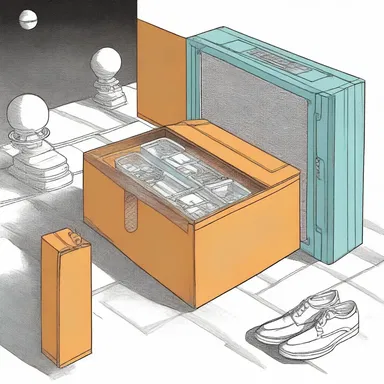In the science fiction novel, the protagonist discovers a futuristic shoebox containing a teleportation device.