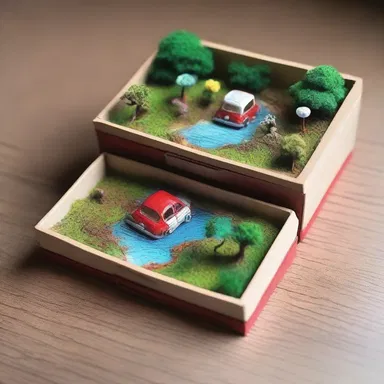 The artist showcased her creativity by transforming a simple shoebox into a unique piece of art, using it as a canvas for her miniature sculptures.