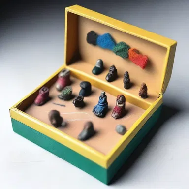 The artist showcased her creativity by transforming a simple shoebox into a unique piece of art, using it as a canvas for her miniature sculptures.