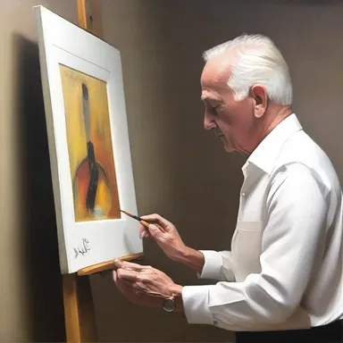 The artist signed his painting with his elegant signature, adding a personal touch to his masterpiece.