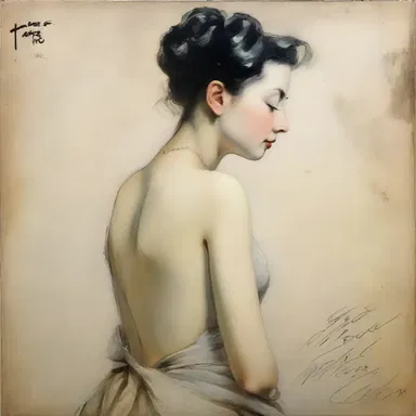 The artist's signature is elegantly written in the bottom right corner of the painting.