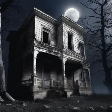As the moonlight cascaded through the dilapidated house, she could see a glimmer of white metal protruding from the dark corner, sending a shiver down her spine.