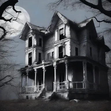 As the moonlight cascaded through the dilapidated house, she could see a glimmer of white metal protruding from the dark corner, sending a shiver down her spine.