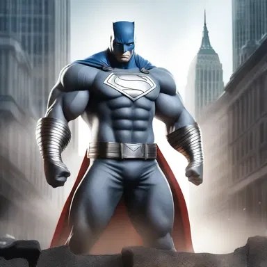 The superhero, armed with incredible strength, wielded a mighty hammer crafted from white metal, ready to defend the city from any evil that threatened its peace.