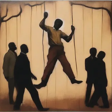 The artist depicted the horrifying act of lynching in a powerful and thought-provoking painting.