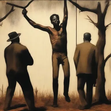 The artist depicted the horrifying act of lynching in a powerful and thought-provoking painting.