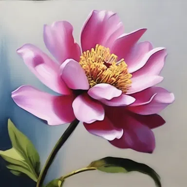 The artist used a paintbrush to poke out the petals of the flower, adding depth and dimension to the painting.
