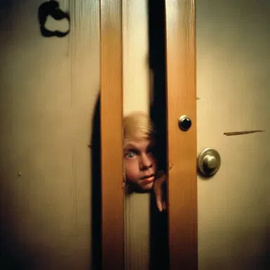 The scene in the movie featured a character poking out their head from behind a door to spy on someone.