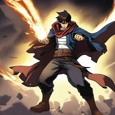 As the final battle raged on, the protagonist made the difficult relinquishment of his powers to save his friends.
