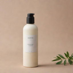 A cost-effective design for a body lotion product with licorice root, packaged in a minimalist yet attractive bottle, emphasizing its organic ingredient.