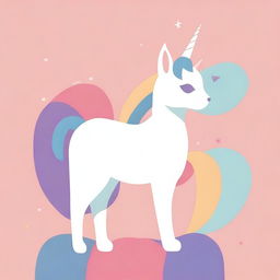 This is a poster-style digital art image, limited to an 8-color palette, featuring a unicorn cat