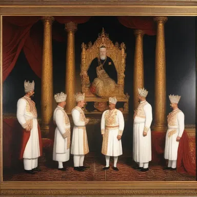 The painting depicted the relinquishment of power by the former king.