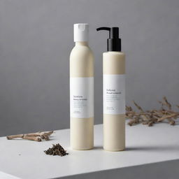 A cost-effective design for a body lotion product with licorice root, packaged in a minimalist yet attractive bottle, emphasizing its organic ingredient.