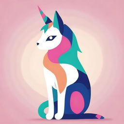 This is a high-quality, poster-style digital art image featuring a unicorn cat, rendered in a striking 3-color palette