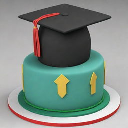 Generate a 3D model of a graduation celebration cake, tailored for a Makerere University student who just earned their Bachelor's Degree in Information Technology. Please ensure the cake design reflects elements associated with their profession.