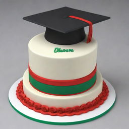 Generate a 3D model of a graduation celebration cake, tailored for a Makerere University student who just earned their Bachelor's Degree in Information Technology. Please ensure the cake design reflects elements associated with their profession.