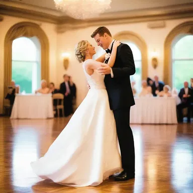 As the bride and groom took their first dance, their graceful waltz filled the air with a sense of romance and love.