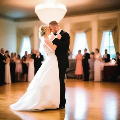 As the bride and groom took their first dance, their graceful waltz filled the air with a sense of romance and love.