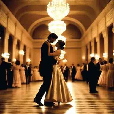 The romantic scene in the movie was accompanied by a soft waltz playing in the background.