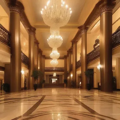 The grand lobby of the hotel was a waltz of opulence and elegance, captivating all who entered.