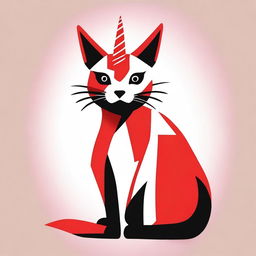 A high-quality, stencil-style digital art image of a unicorn cat