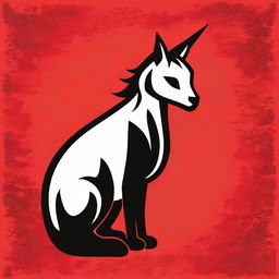 A high-quality, stencil-style digital art image of a unicorn cat