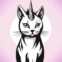 A high-quality digital art image of a unicorn cat, rendered in a high contrast style