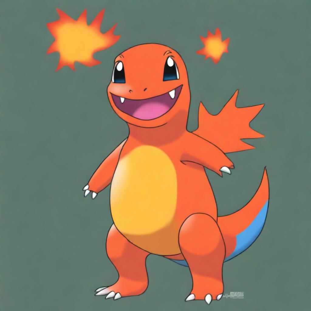 A high-resolution digital art image of Charmander, the popular fire-type Pokemon