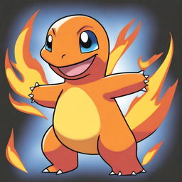 A high-resolution digital art image of Charmander, the popular fire-type Pokemon