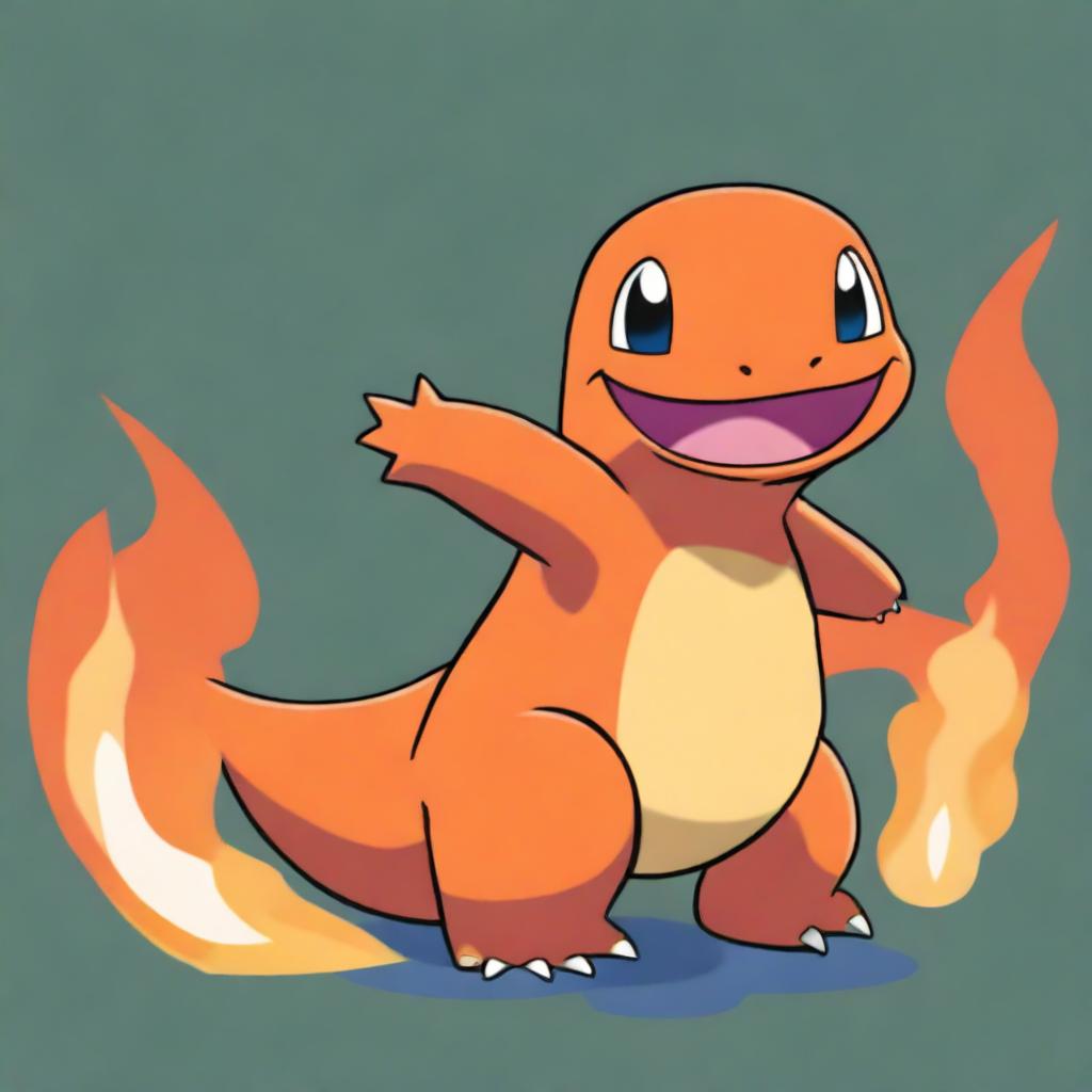 A high-resolution digital art image of Charmander, the popular fire-type Pokemon