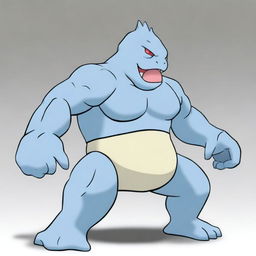 A high-quality digital art image featuring Machop, the fighting-type Pokemon