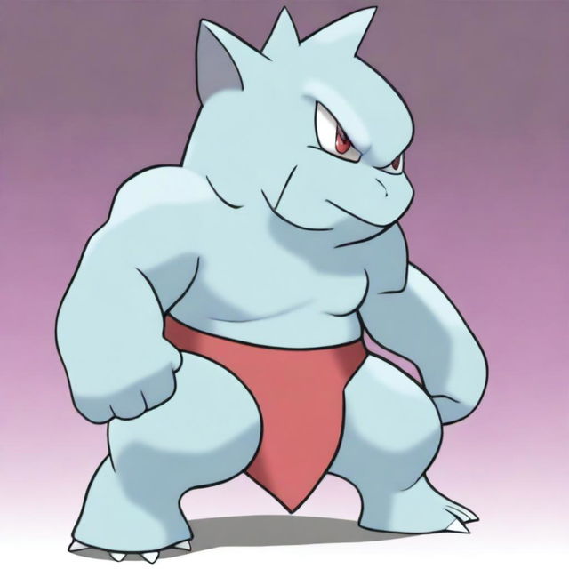 A high-quality digital art image featuring Machop, the fighting-type Pokemon